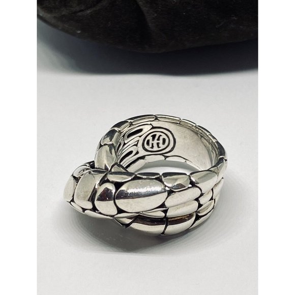 John Hardy Classic Pebble Sterling Silver Overlap Ring Sz 7